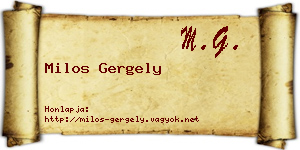 Milos Gergely névjegykártya